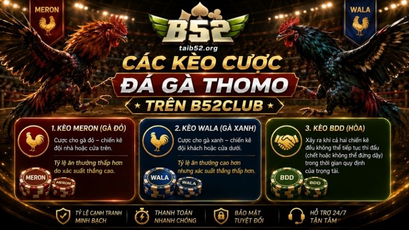 Những kèo cược có trong đá gà Thomo trên B52CLUB