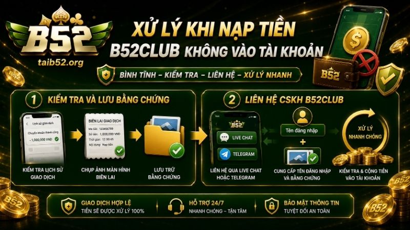 Cách xử lý khi nạp tiền B52CLUB nhưng tiền không vào tài khoản