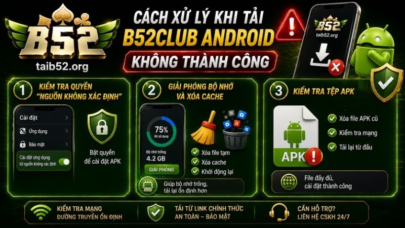 Cách xử lý khi tải B52CLUB Android không thành công