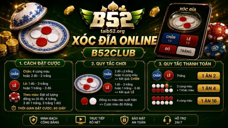 Luật chơi xóc đĩa online B52CLUB game thủ cần biết